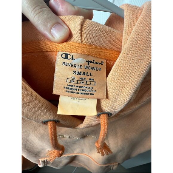 Champion Reverse Weave Men's Small Orange Vintage Embroidered Sweatshirt Hoodie - Picture 4 of 4